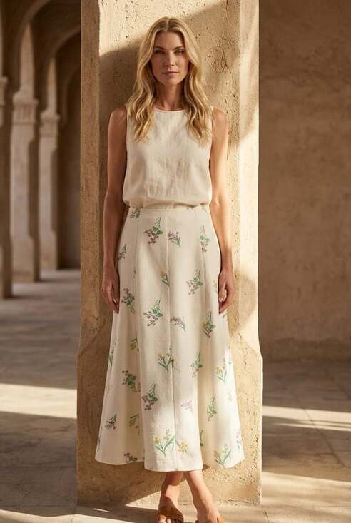 Anne Fernandes Dresses & Skirts - Anne Fernandes Premium Collection Floral Embroidered Midi Skirt Size L